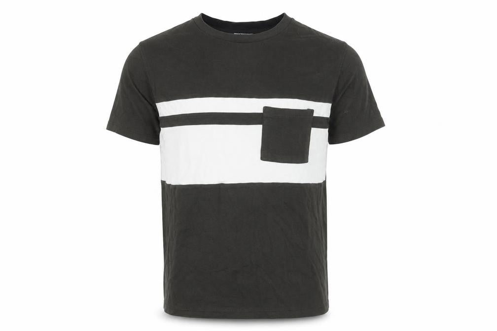 Front view of Taylor & Wright Men's Black White Colourblock Cotton T-Shirt L