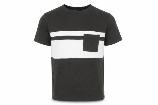 Front view of Taylor & Wright Men's Black White Colourblock Cotton T-Shirt L
