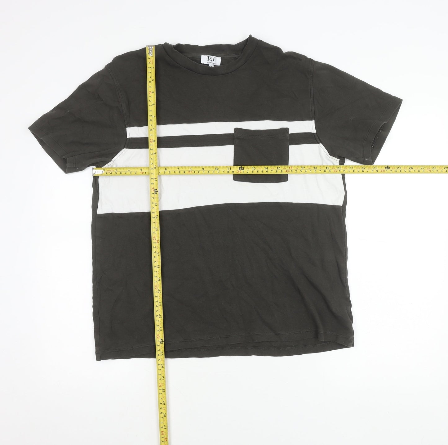 Taylor & Wright Men's Black White Colourblock Cotton T-Shirt L