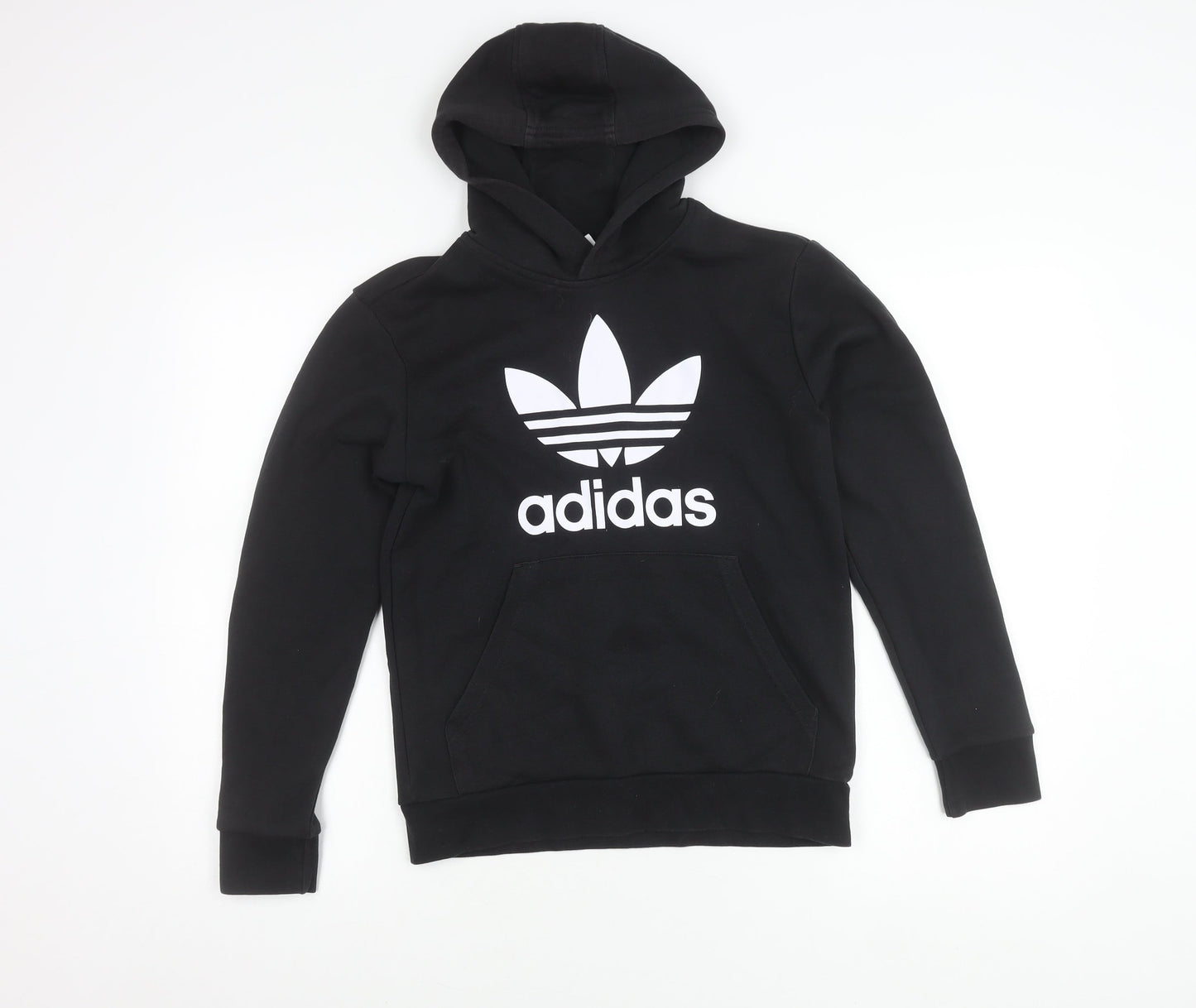 Adidas Boys Black Pullover Hoodie 12-13Y Logo Fleece Sweatshirt