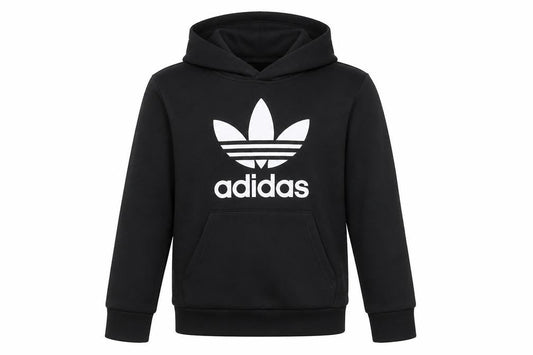 Adidas Boys Black Pullover Hoodie 12-13Y Logo Fleece Sweatshirt