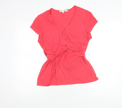Boden Womens Pink Petite Size 12 Wrap Jersey Blouse Top