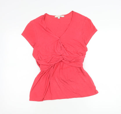 Boden Womens Pink Petite Size 12 Wrap Jersey Blouse Top