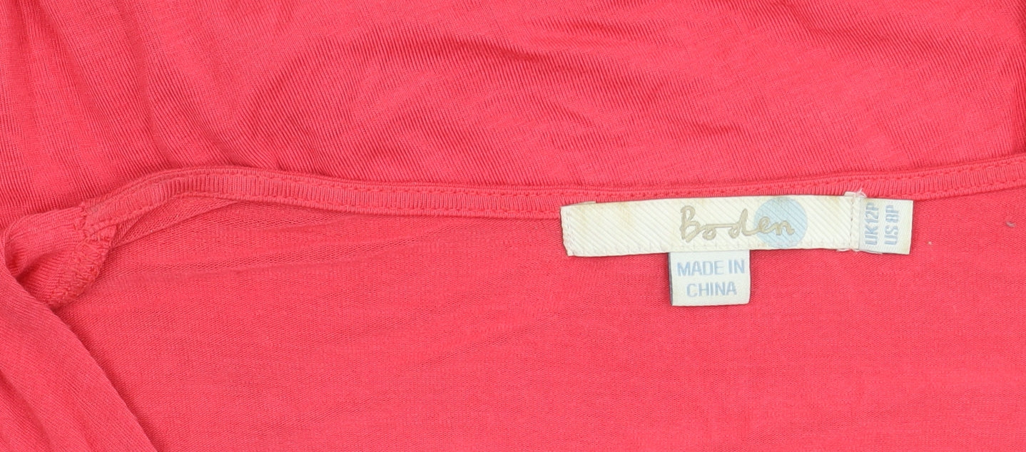 Boden Womens Pink Petite Size 12 Wrap Jersey Blouse Top