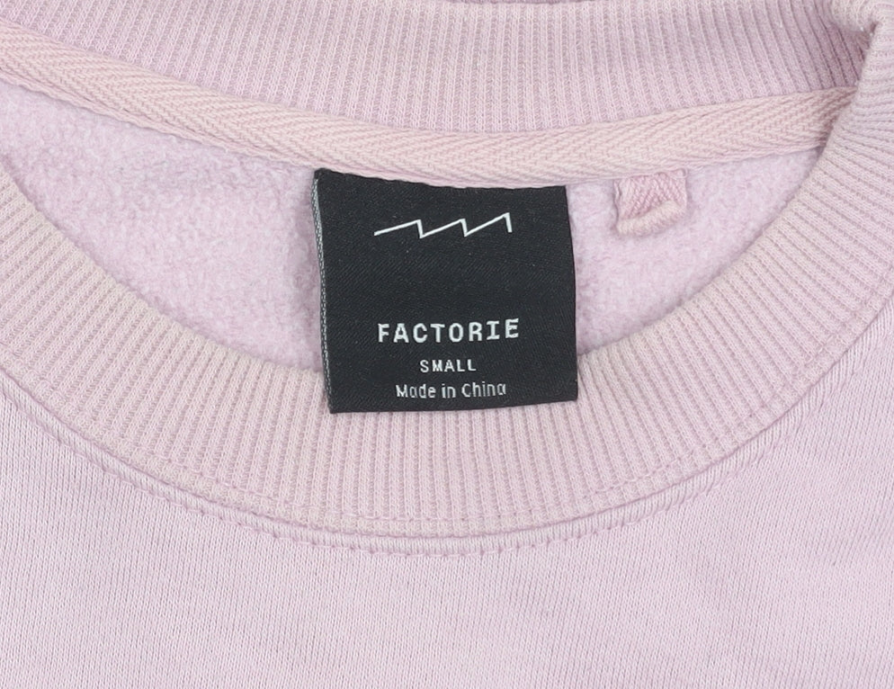 Factorie Women’s Pink Pullover Sweatshirt Small Cotton Blend