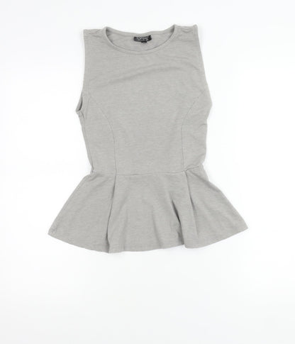 Womens UK Size 8 Topshop Grey Tunic Blouse