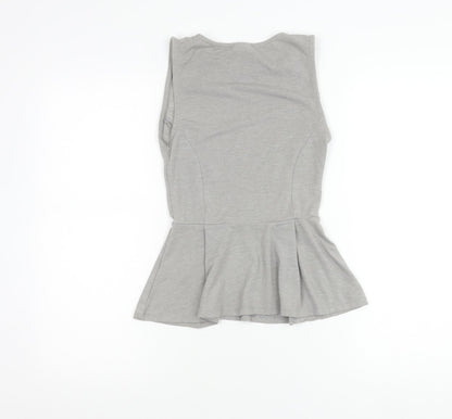 Womens UK Size 8 Topshop Grey Tunic Blouse