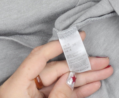 Womens UK Size 8 Topshop Grey Tunic Blouse