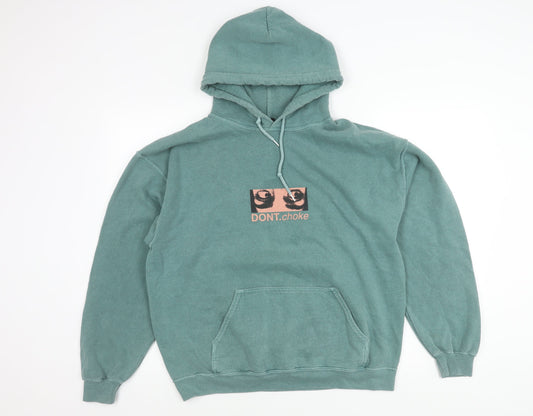 Urban Outfitters Men's Green Graphic Pullover Hoodie Size S Fleece
