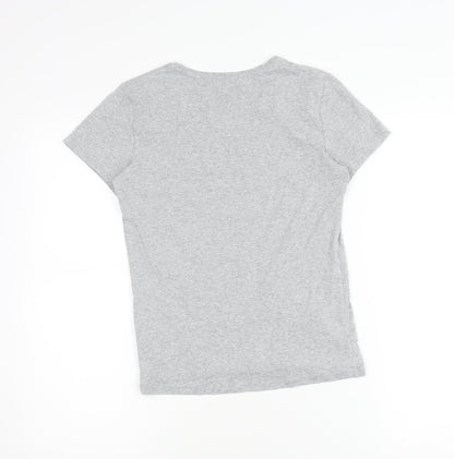 Uniqlo Girls Grey L Basic Crew Neck Short Sleeve Cotton T-Shirt