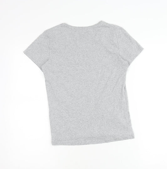 Uniqlo Girls Grey L Basic Crew Neck Short Sleeve Cotton T-Shirt