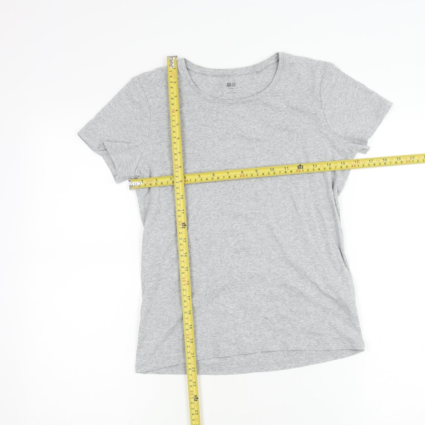 Uniqlo Girls Grey L Basic Crew Neck Short Sleeve Cotton T-Shirt