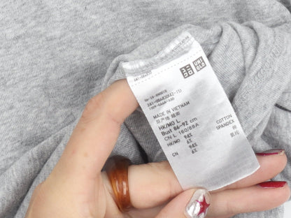 Uniqlo Girls Grey L Basic Crew Neck Short Sleeve Cotton T-Shirt