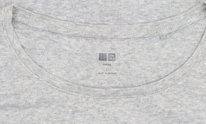 Uniqlo Girls Grey L Basic Crew Neck Short Sleeve Cotton T-Shirt