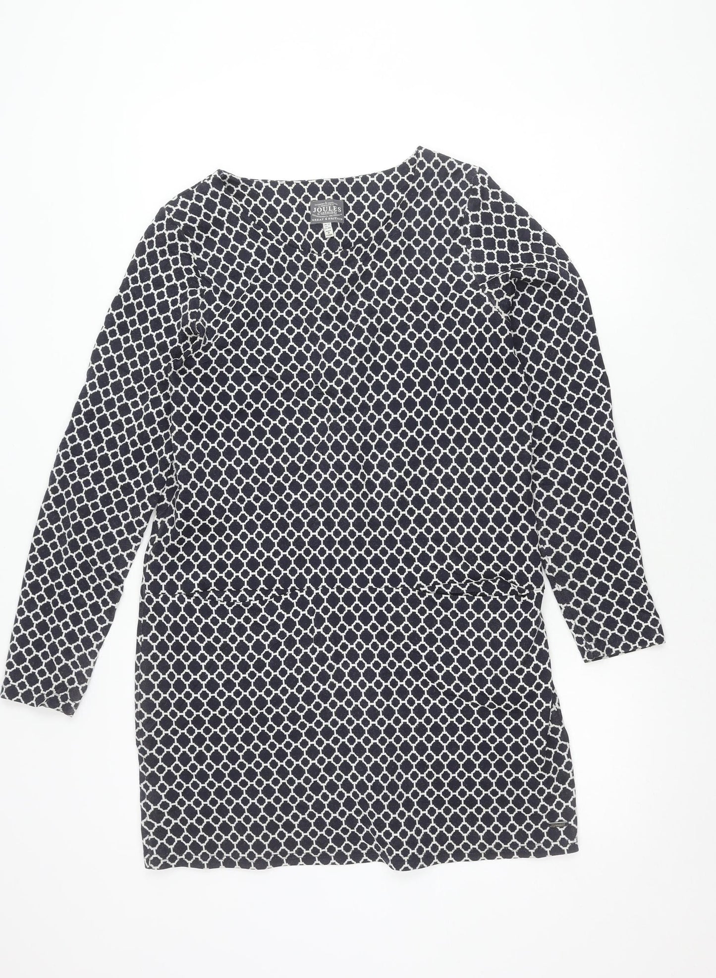 Joules Women’s Blue Geometric Shift Dress Size 12 Long Sleeve