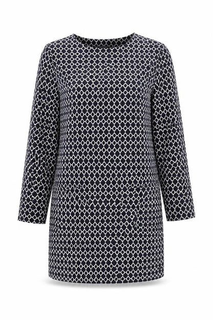 Joules Women’s Blue Geometric Shift Dress Size 12 Long Sleeve