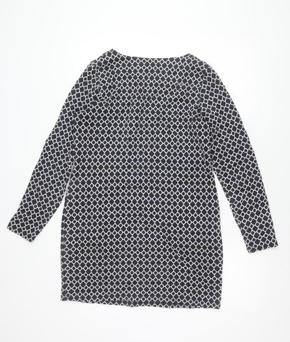 Joules Women’s Blue Geometric Shift Dress Size 12 Long Sleeve