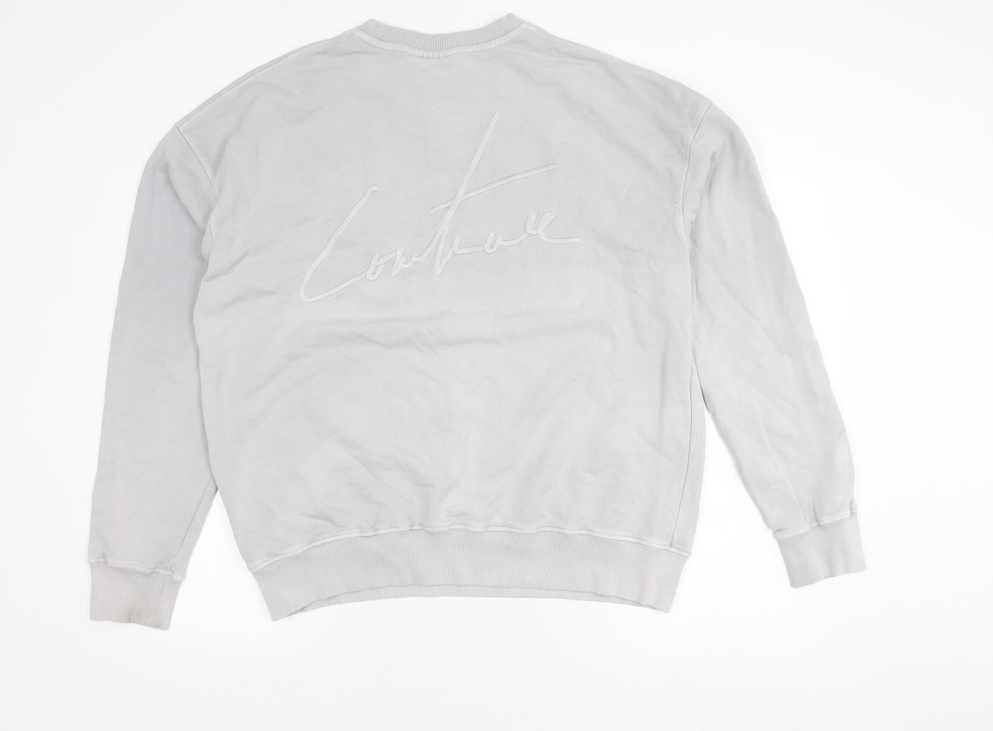 Couture Club Men’s Grey Cotton Logo Sweatshirt M Regular Fit