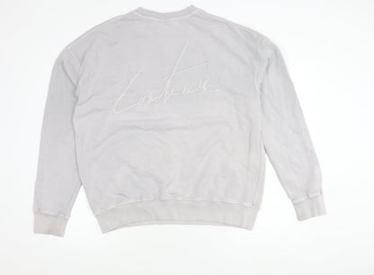 Couture Club Men’s Grey Cotton Logo Sweatshirt M Regular Fit