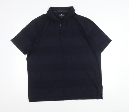 Blue Harbour Mens XL Navy Striped Cotton Polo Shirt