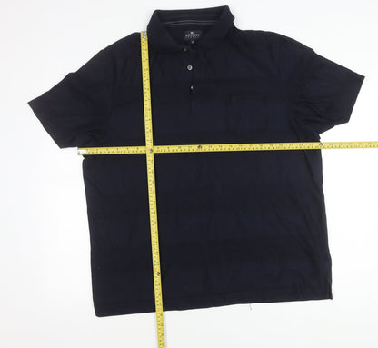 Blue Harbour Mens XL Navy Striped Cotton Polo Shirt