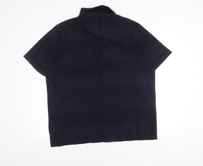 Blue Harbour Mens XL Navy Striped Cotton Polo Shirt