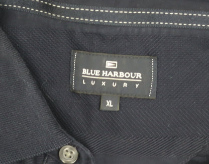 Blue Harbour Mens XL Navy Striped Cotton Polo Shirt