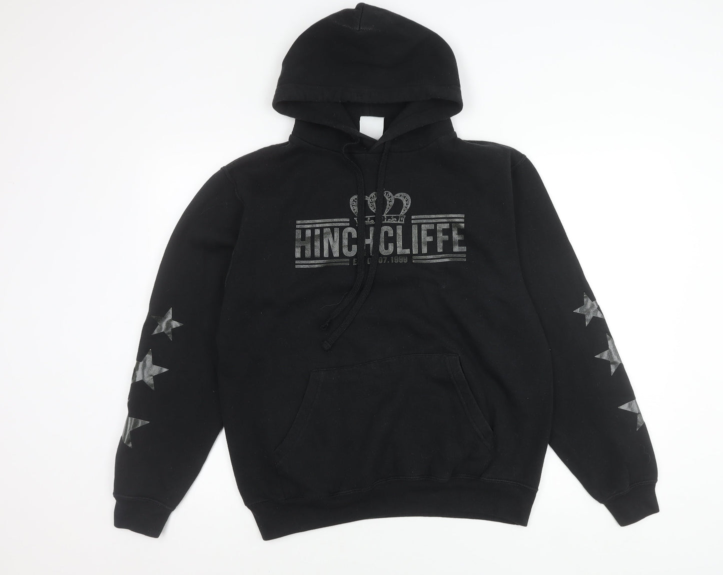 Mens UK Size M Russell Black Pullover Hoodie