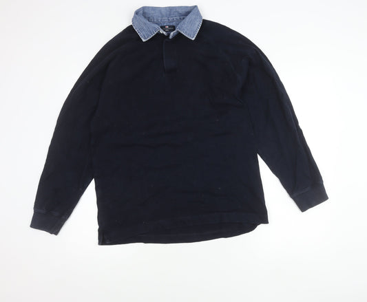 Marks and Spencer Men’s Blue Long Sleeve Polo Shirt Small Cotton