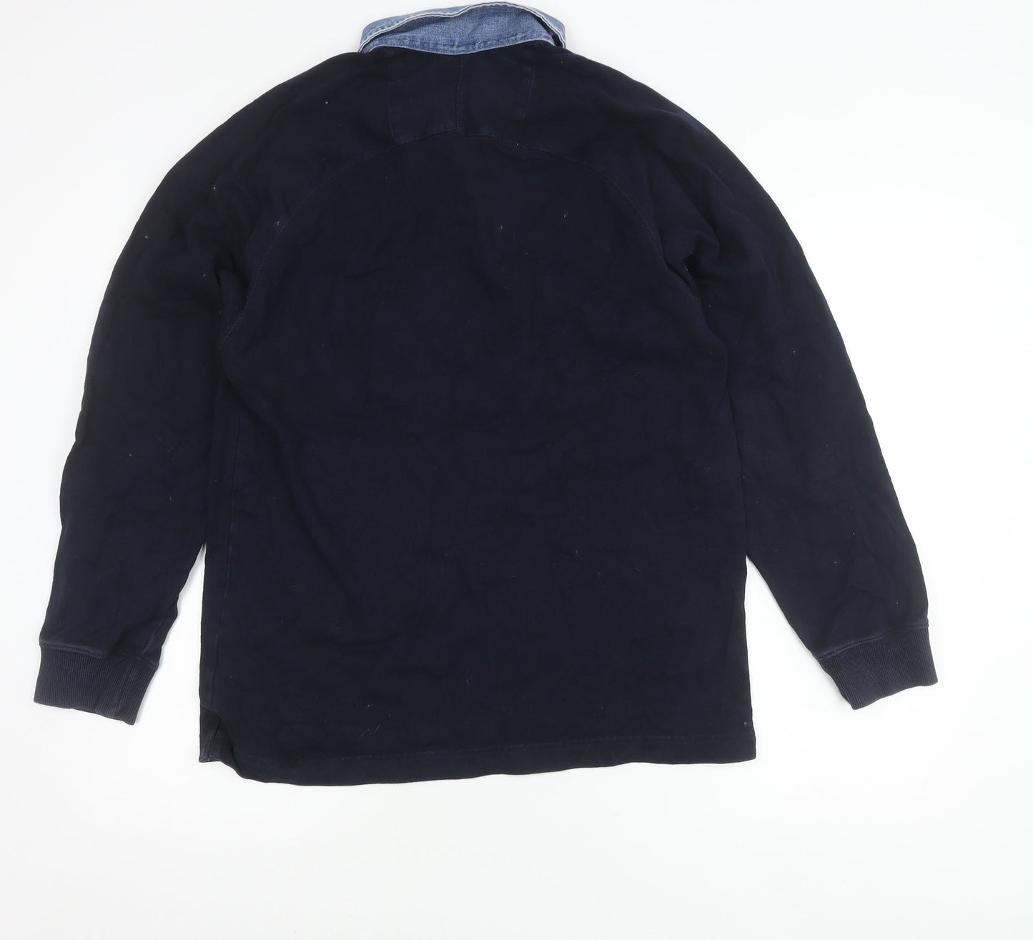 Marks and Spencer Men’s Blue Long Sleeve Polo Shirt Small Cotton