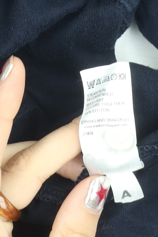 Marks and Spencer Men’s Blue Long Sleeve Polo Shirt Small Cotton