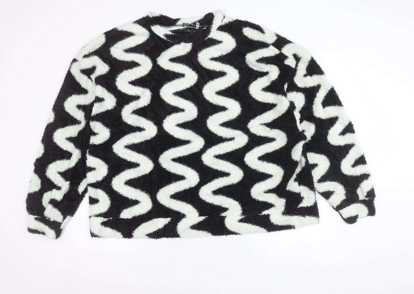 ASOS DESIGN Women’s Black White Fleece Pullover Jumper Size 18 Tall