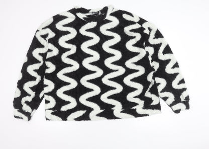 ASOS DESIGN Women’s Black White Fleece Pullover Jumper Size 18 Tall