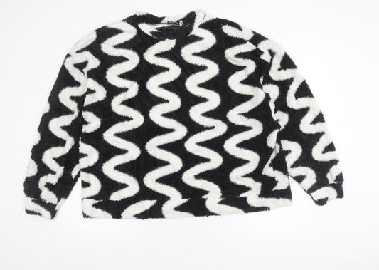 ASOS DESIGN Women’s Black White Fleece Pullover Jumper Size 18 Tall