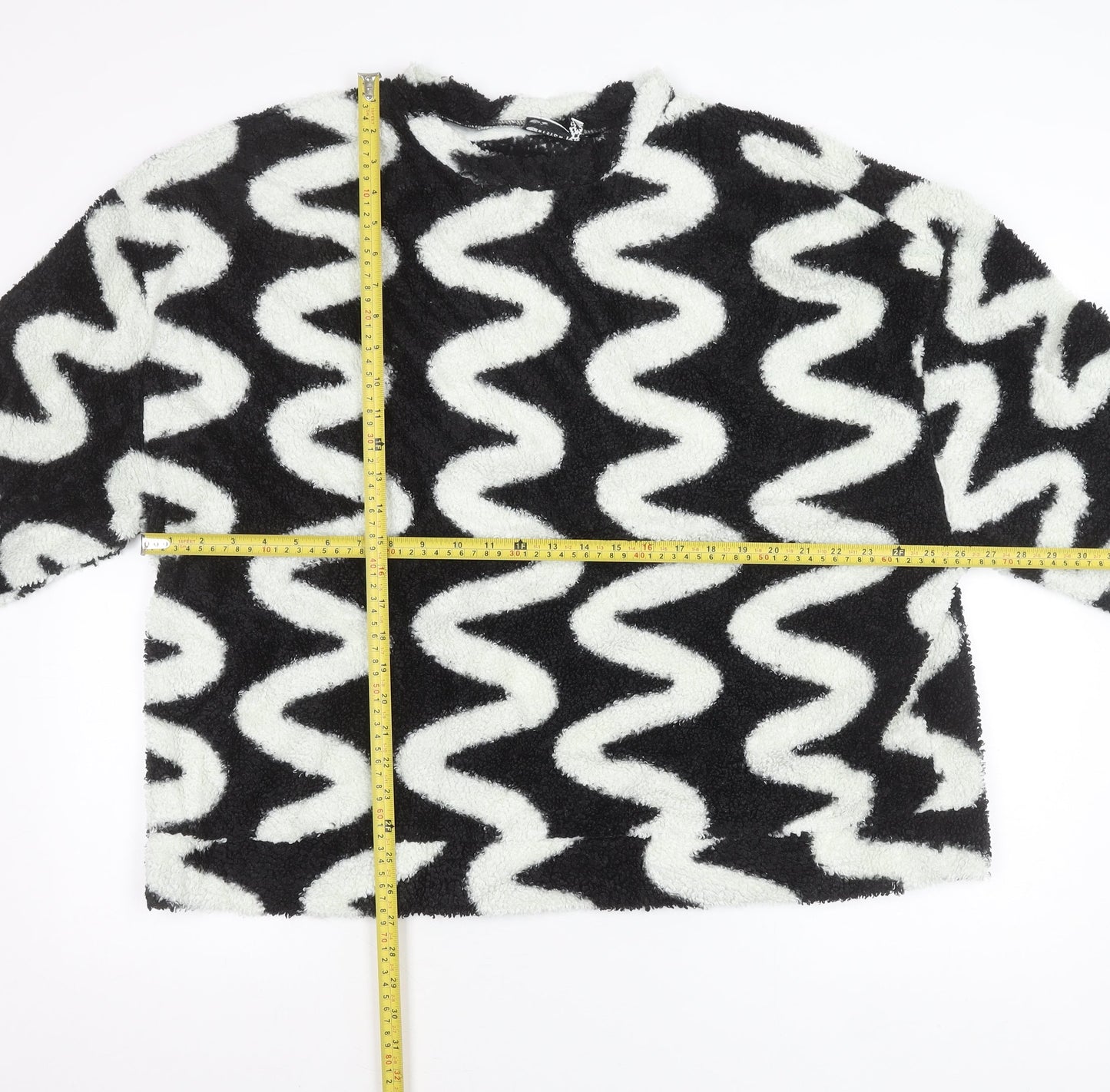 ASOS DESIGN Women’s Black White Fleece Pullover Jumper Size 18 Tall