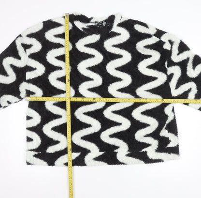ASOS DESIGN Women’s Black White Fleece Pullover Jumper Size 18 Tall