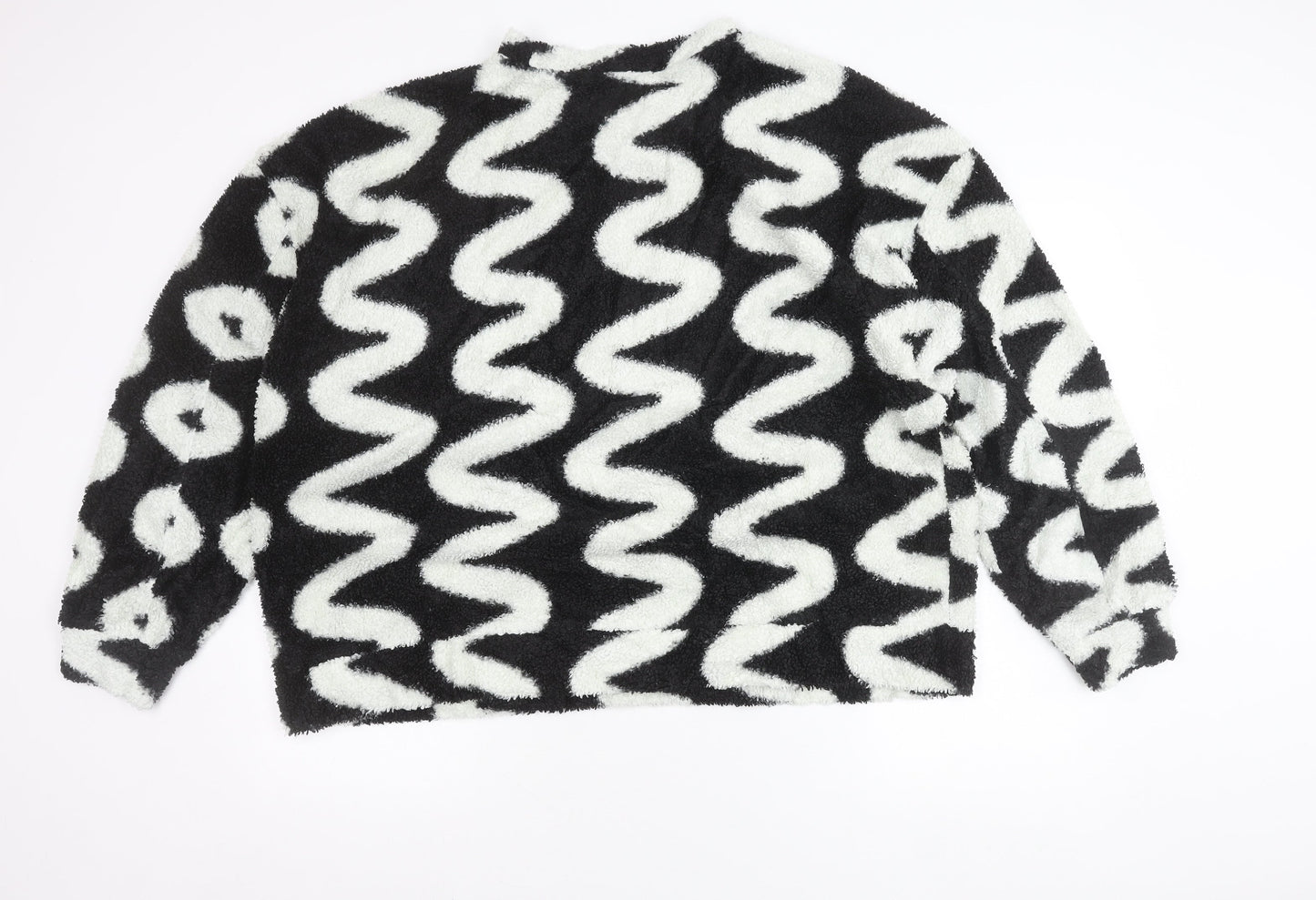 ASOS DESIGN Women’s Black White Fleece Pullover Jumper Size 18 Tall
