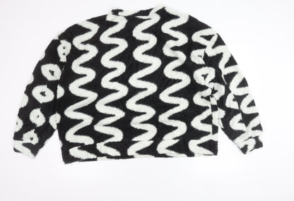 ASOS DESIGN Women’s Black White Fleece Pullover Jumper Size 18 Tall