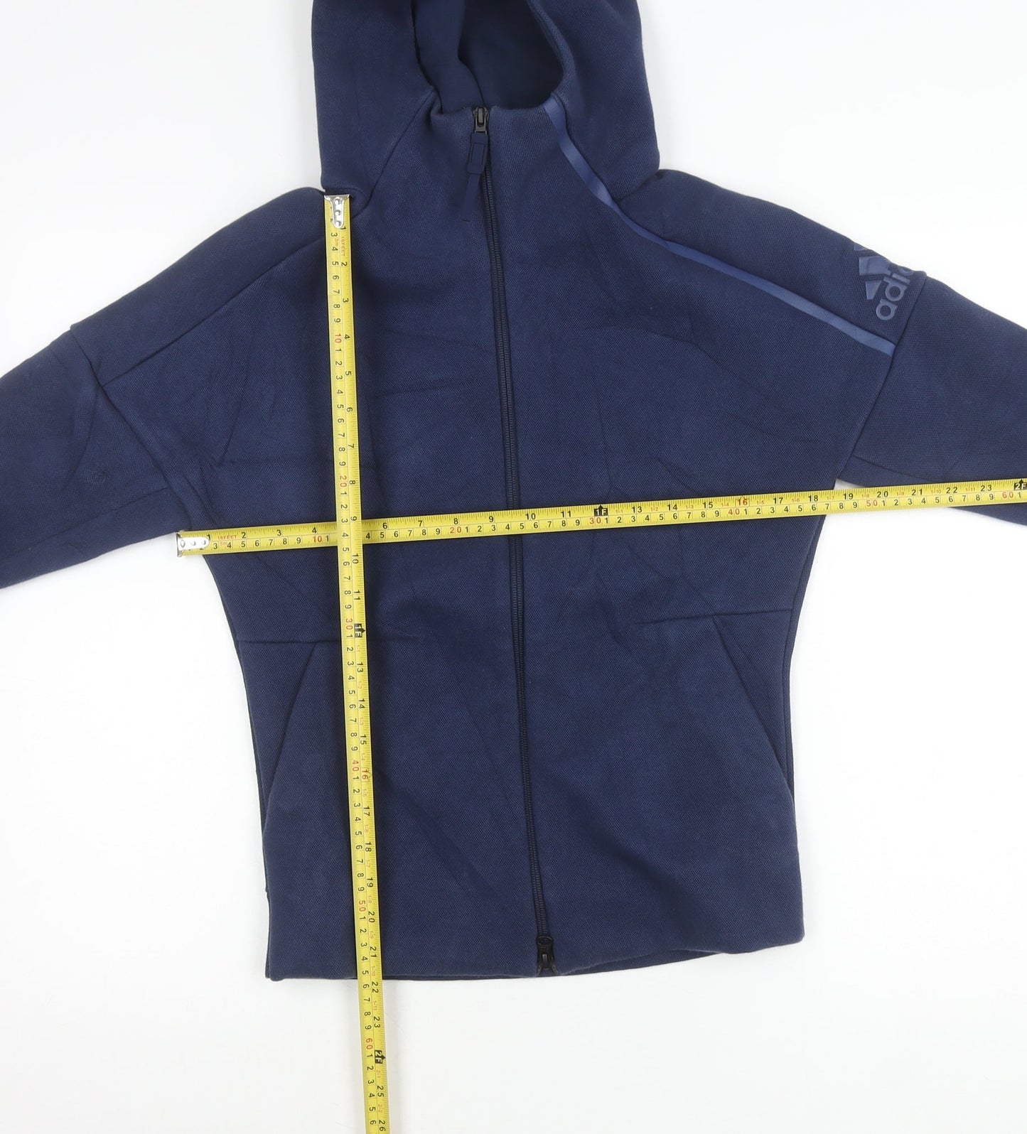 Adidas Womens Blue XS Full Zip Hooded Fleece Activewear Jacket