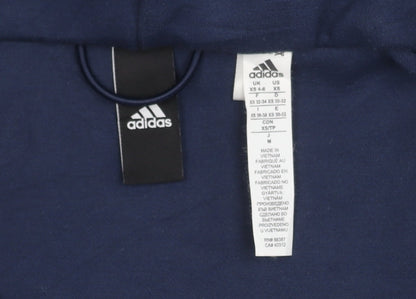 Adidas Womens Blue XS Full Zip Hooded Fleece Activewear Jacket