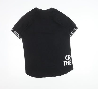 Pull&Bear Men's Black S Graphic Print Crew Neck T-Shirt