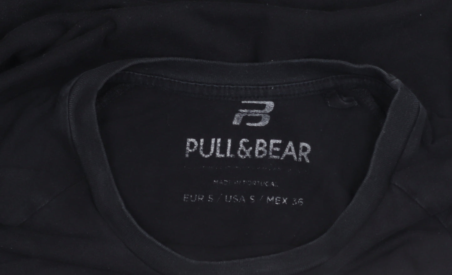 Pull&Bear Men's Black S Graphic Print Crew Neck T-Shirt