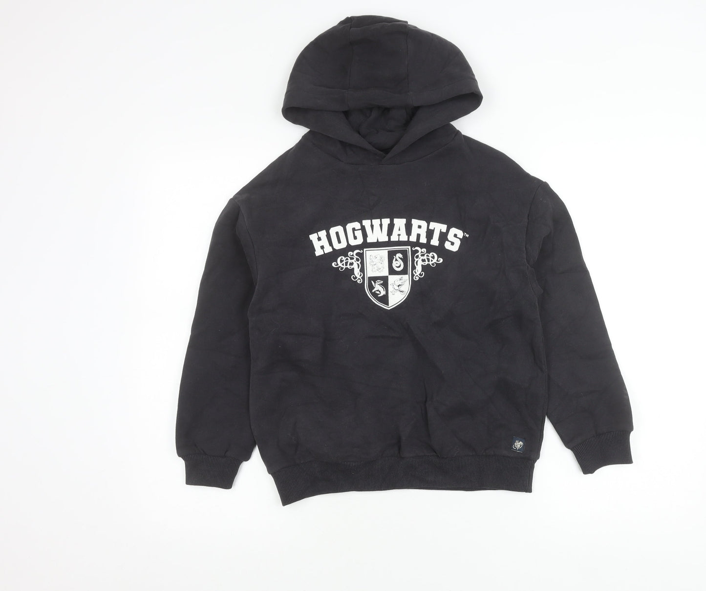 Harry Potter Boys Black Pullover Hoodie 9-10 Years Hogwarts Crest