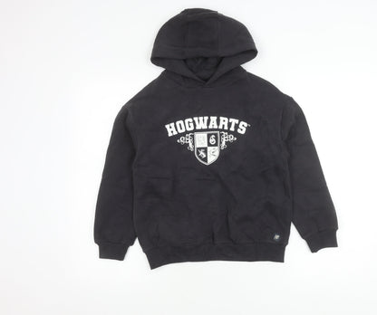 Harry Potter Boys Black Pullover Hoodie 9-10 Years Hogwarts Crest