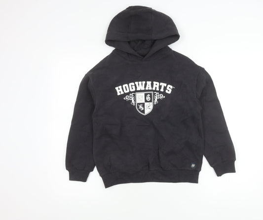 Harry Potter Boys Black Pullover Hoodie 9-10 Years Hogwarts Crest