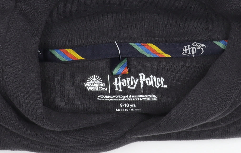 Harry Potter Boys Black Pullover Hoodie 9-10 Years Hogwarts Crest