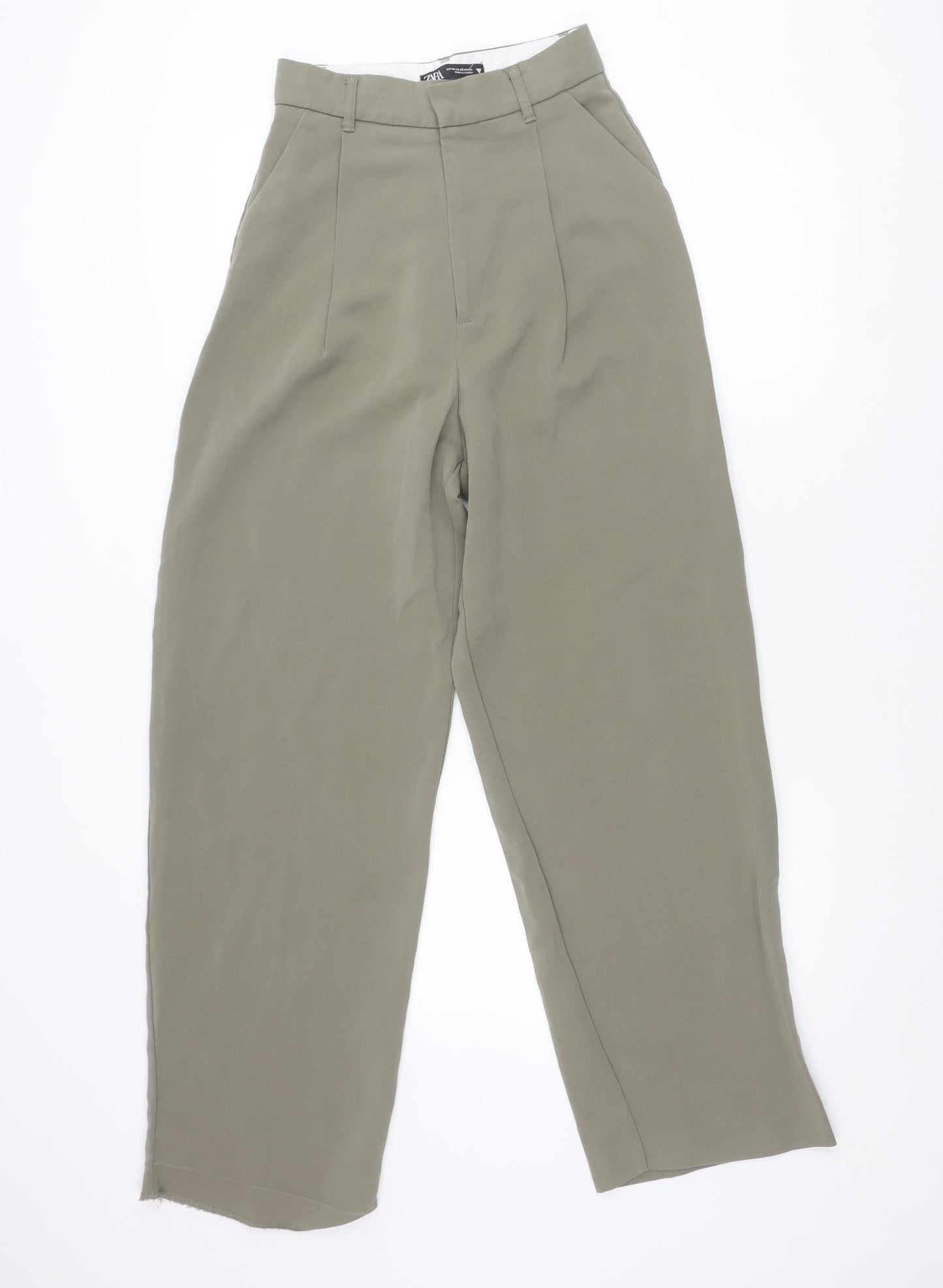 Womens UK Size XS Zara Regular Fit Chino Beige Trousers
