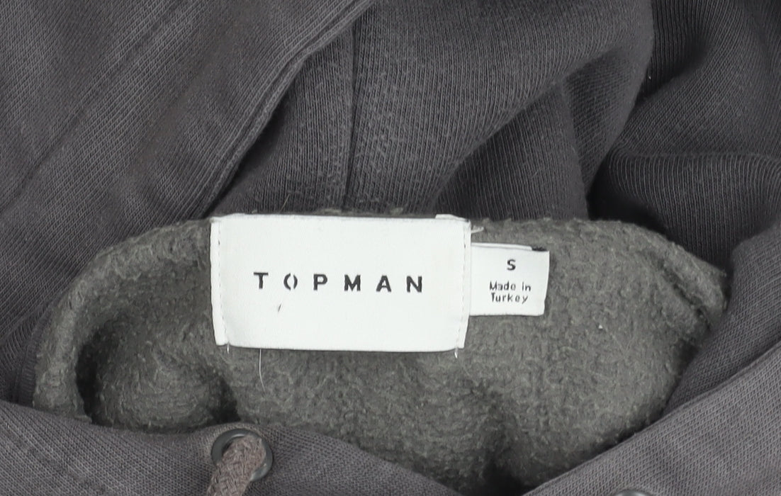 Topman Men’s Grey Pullover Hoodie S Regular Fit Fleece Lined