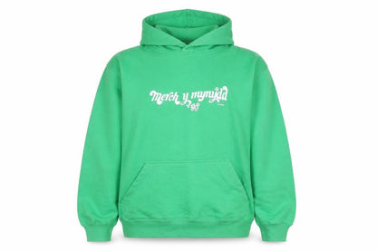 FDM Womens Green Pullover Hoodie M Cotton Blend Graphic Print