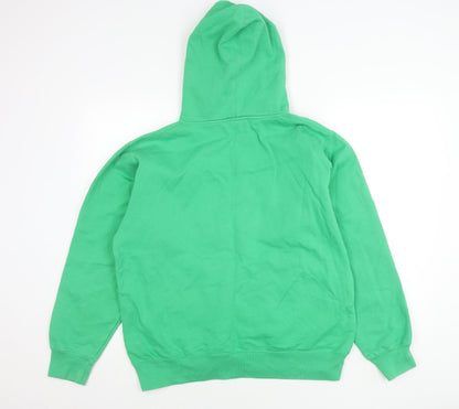 FDM Womens Green Pullover Hoodie M Cotton Blend Graphic Print